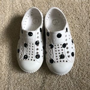 Native shoes white with black polka dots